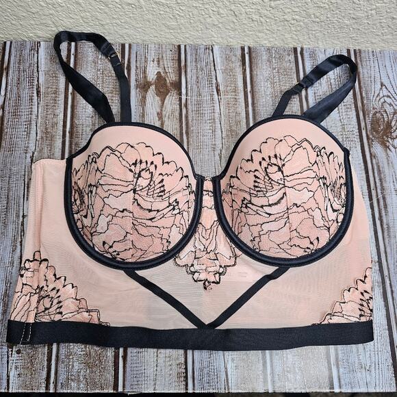 Auden bustier bralette corset bra top light pink and black Women's size Medium - Picture 1 of 5
